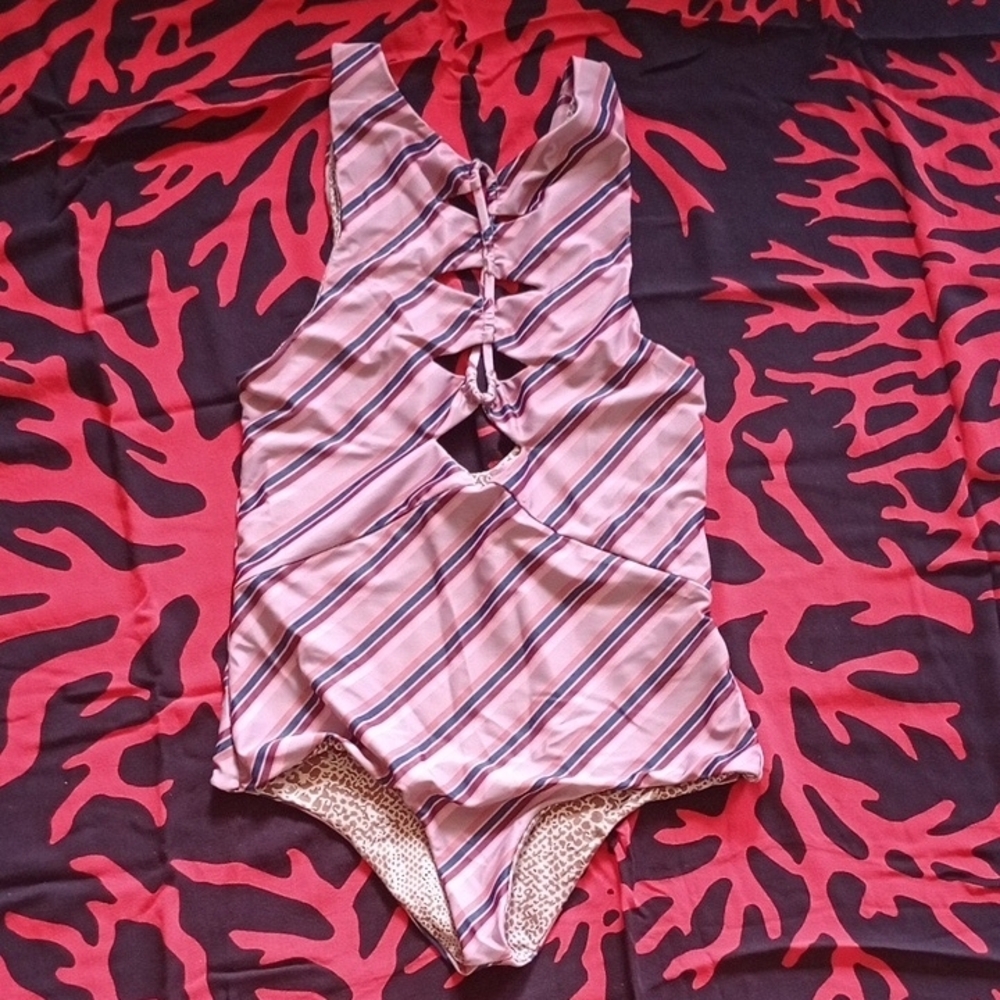 Acacia Pink Striped Mauka Swimsuit